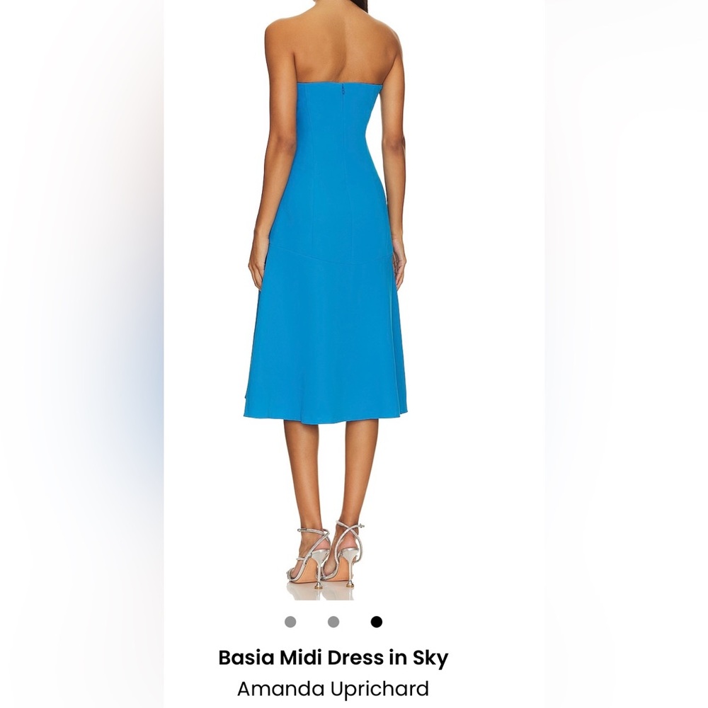 Amanda Uprichard Strapless Basia Midi dress, size M in Sky blue.